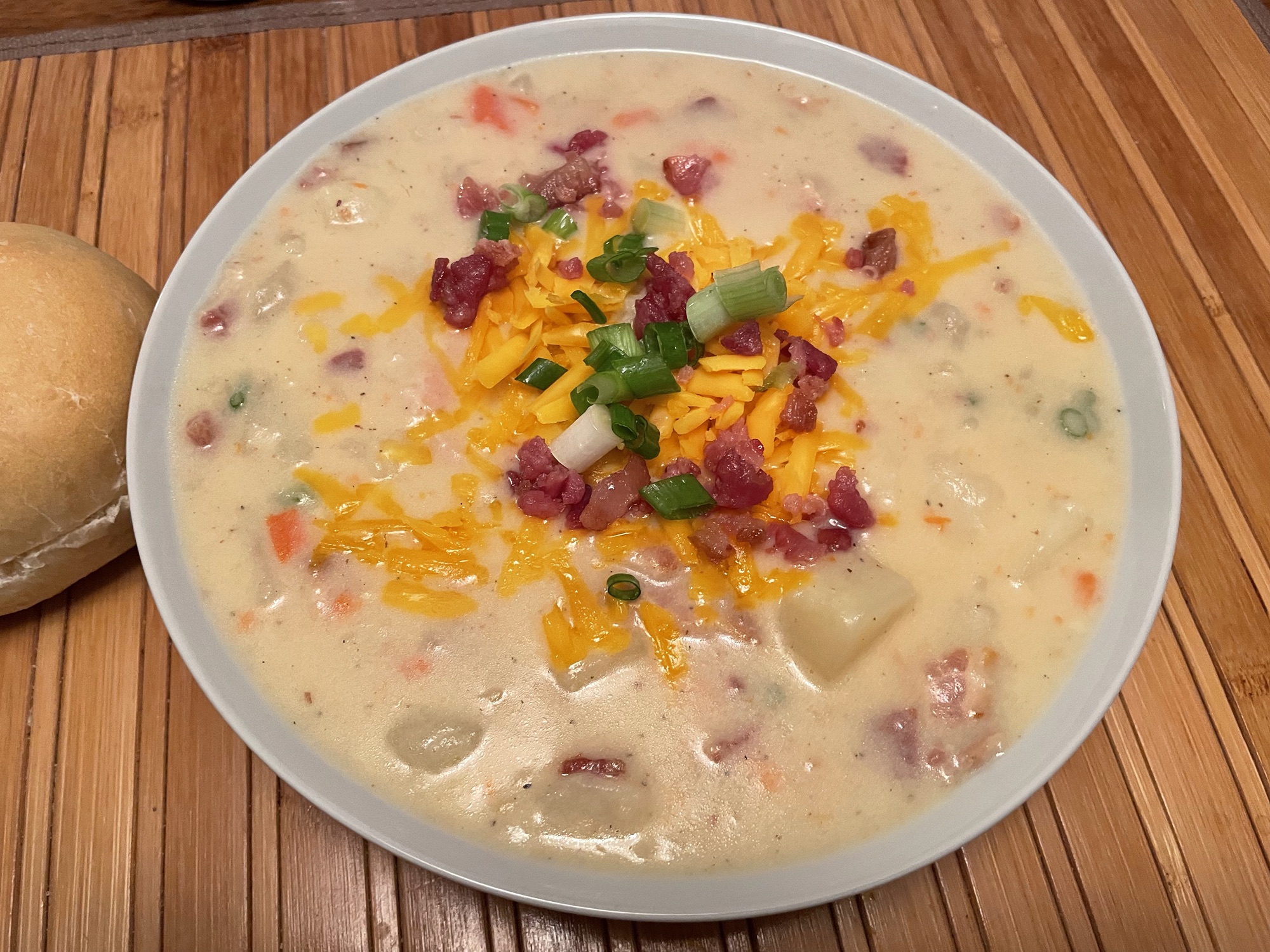 Creamy Cheesy Potato, Bacon and Green Onion Soup